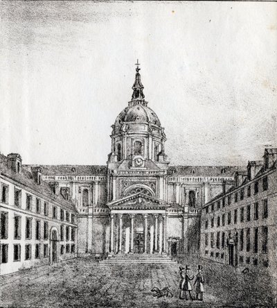 A Universidade de Sorbonne - "Alphabet Picturesque des Monumens de Paris" c.1840 (gravura) de French School