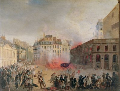 A Torre da Água em Chamas, Praça du Palais Royal, 24 de fevereiro de 1848 de French School