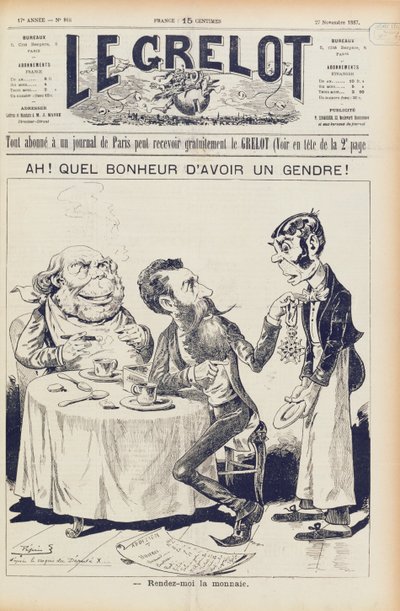 The Wilson Affair, capa de Le Grelot, 27 de novembro de 1887 de French School