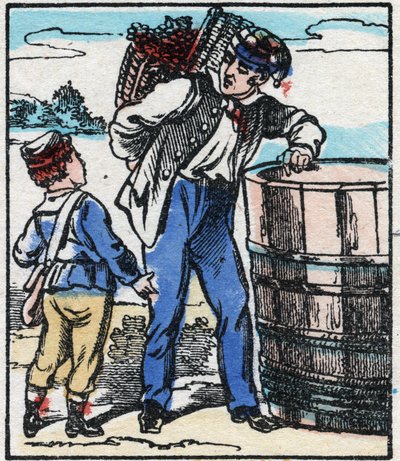 O Enólogo. Gravura em "La chanson des metier". Imagem epinal, finais do século XIX. Coleção Particular de French School