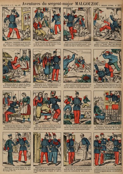 As aventuras do Sargento-Major Malgouzou (gravura colorida) de French School