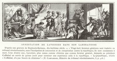 A prisão de Antoine Lavoisier em seu laboratório, 1794 de French School