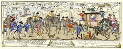 A prisão de Luís XVI da França e sua família, Varennes, 22 de junho de 1791 de French School