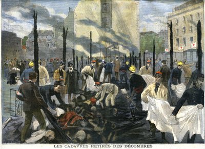 O incêndio do Bazar de Charité, os cadáveres retirados dos escombros pelos socorristas de French School