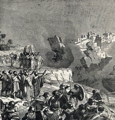 A captura de Jericó durante a qual o povo de Israel faz soar as suas trombetas debaixo das muralhas da cidade cujo acesso lhes é proibido, Ce son fait fait les murs de la ville (A Batalha de Jericó a primeira batalha dos israelitas na sua conquista de de French School