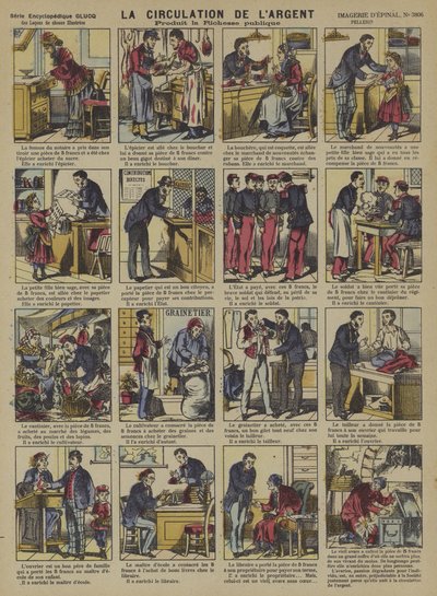 A circulação de dinheiro (cor litho) de French School
