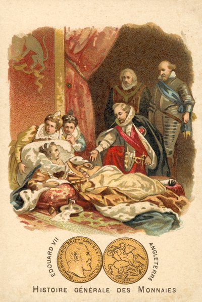 A morte de Elizabeth I da Inglaterra, 1603 de French School