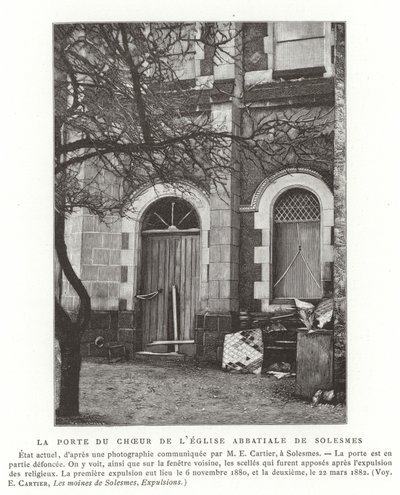 A porta para o coro da igreja da abadia de Solesmes, França de French School
