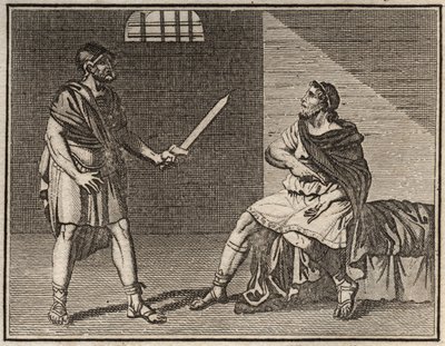 O eminente general Marius, fugindo de Sulla, é capturado em Minturnae, mas ninguém ousa matá-lo, nem mesmo um escravo estrangeiro. de French School