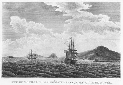 As fragatas de La Perouse na ilha de Maui (gravura) de French School