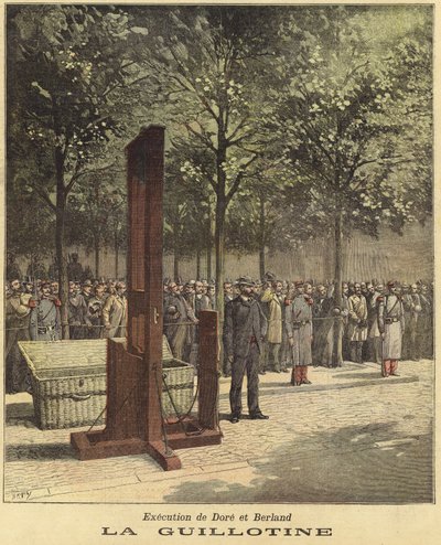 A guilhotina usada para a execução de Dore e Berland de French School