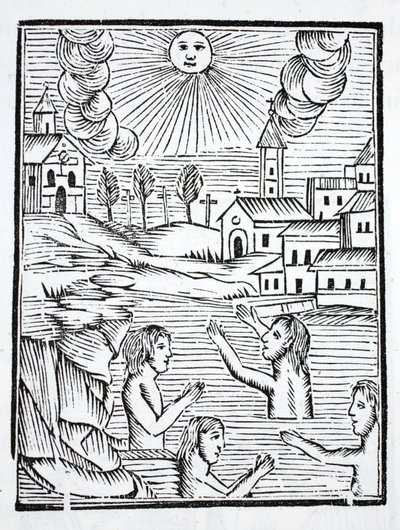 As águas curativas de Alise, Borgonha, o local de morte de Saint Reine, são visitadas pelos doentes. de French School