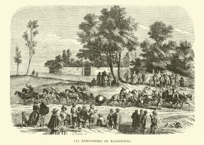 Os hemisférios de Magdebourg (gravura) de French School