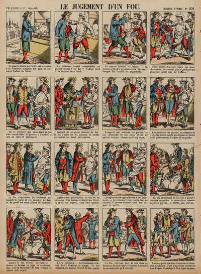 O julgamento de um louco (gravura colorida) de French School