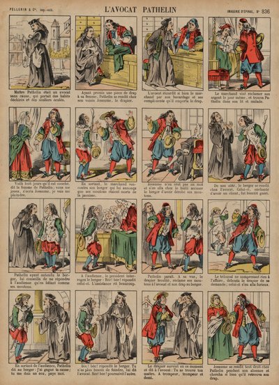 O advogado Pathelin (gravura colorida) de French School