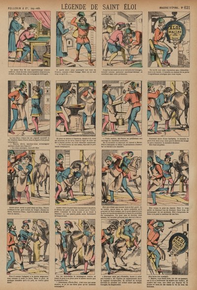 A lenda de São Eloi (gravura colorida) de French School
