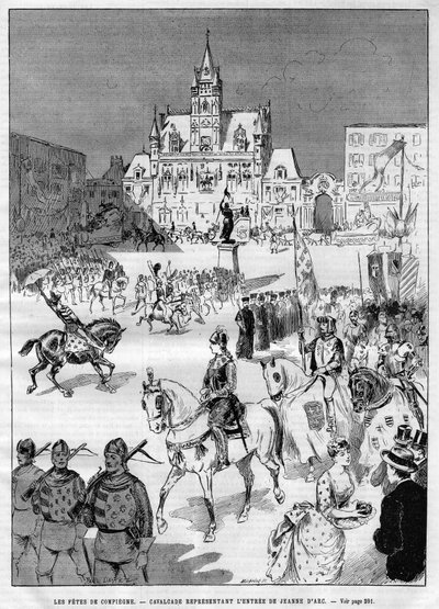 As festas medievais de Compiegne em 1886: cavalgada representando a entrada de Joana d