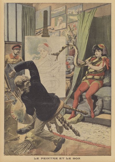 O pintor e a jibóia (cor litho) de French School