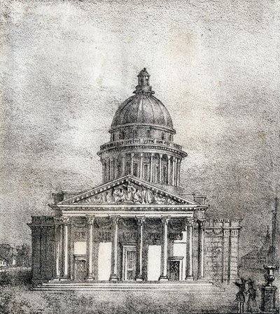 O panteão - "Alfabeto Pitoresco des Monumens de Paris" c.1840 (gravura) de French School