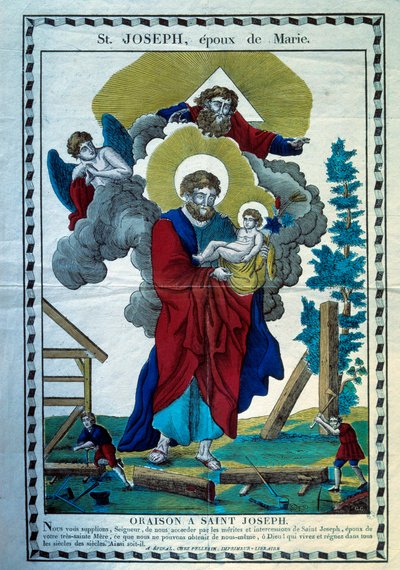 A oração de São José, Esposo de Maria Gravura do século XIX. Paris, Museu de Artes e Tradições Populares de French School