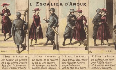 A progressão do amor (cor litho) de French School