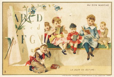 A lição de leitura, Paris, c.1900 (cromolitografia) de French School