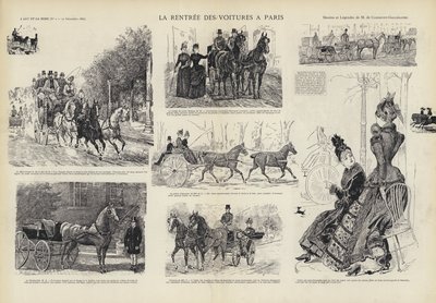 O regresso das carruagens a Paris (litho) de French School