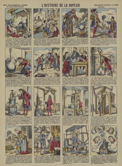 A história do vapor (cor litho) de French School