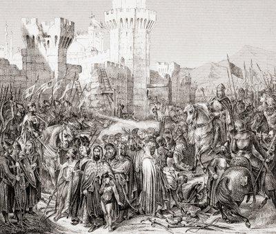 A rendição do Acre a Filipe II da França, chamado Philip Augustus, durante a Terceira Cruzada, de L