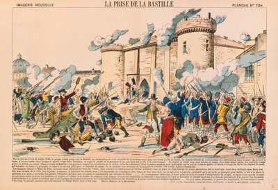 A tomada da Bastilha durante a Revolução Francesa em 14 de julho de 1789, publicada por Haguenthal, Pont-a-Mousson, 1840 de French School