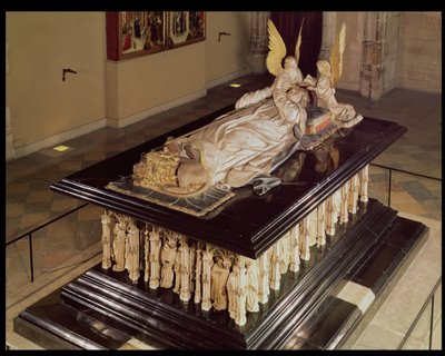 O túmulo de Philip the Bold, Duque de Borgonha (1342-1404), de Jean de Marville (d.1389), Claus Sluter (d.14056) e Claus de Werve (c.1380-1439), encomendado para o mosteiro de Champmol, 1385-1410 de French School