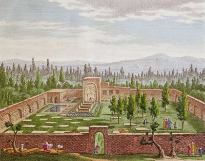 O túmulo do grande poeta persa Hafiz Shirazi (c.1325-c.1388) em Shiraz de French School