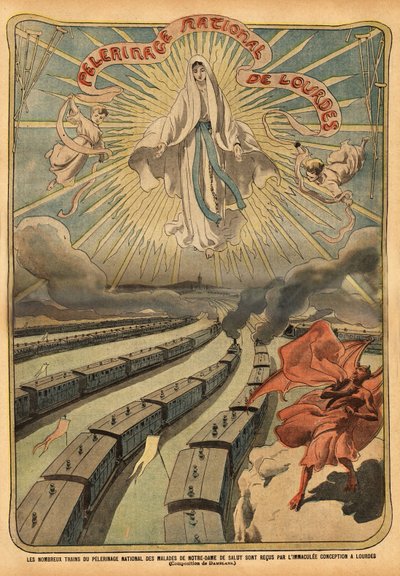 Os comboios com destino ao pelourinho nacional de Lourdes são saudados pela figura de Maria de French School
