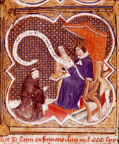 O tradutor oferece seu livro ao Rei Carlos V (1338-1380) Miniatura tirada de 
