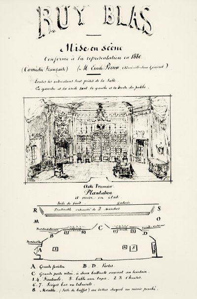 Programa de teatro para o ato I de Ruy Blas (1838) por Victor Hugo (1802-85), 1880 de French School