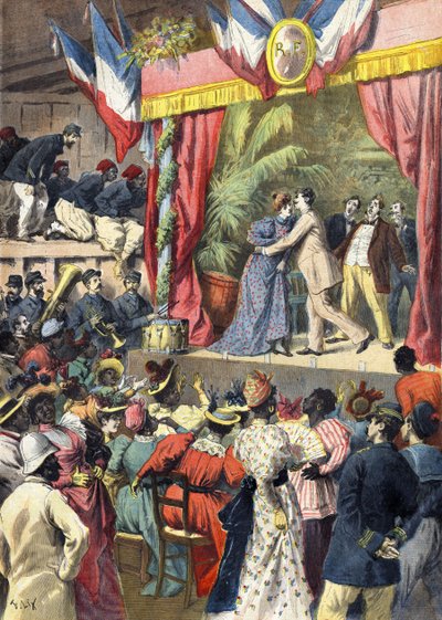 Representação teatral no palco em Dakat de French School