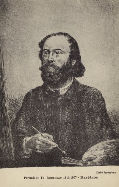 Theodore Rousseau, pintor francês (litografia) de French School