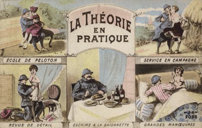 Teoria e prática, romance e soldado (cor litho) de French School