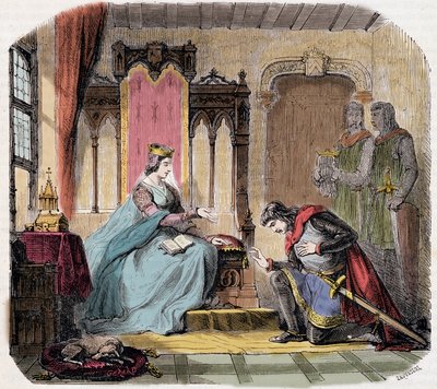 Thibault IV de Champagne (1201-1253) (também conhecido como Thibault I de Navarra), veio aos pés da rainha Blanche de Castela para avisá-la do perigo que correria - em "Paris a travers les cuecles", de Genouillac de French School