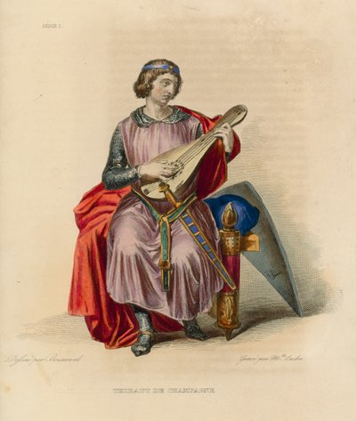 Thibaut de Champagne (gravação a cores) de French School