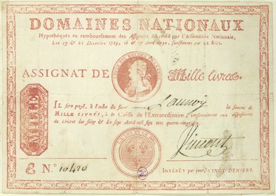 Mil notas do livre com uma foto de Luís XVI (1754-93) 1790 de French School