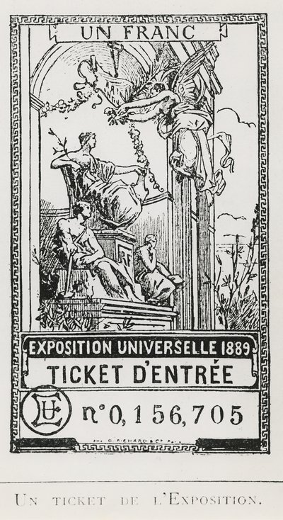 Ingresso para a Exposição Universelle de 1889 (litho) de French School