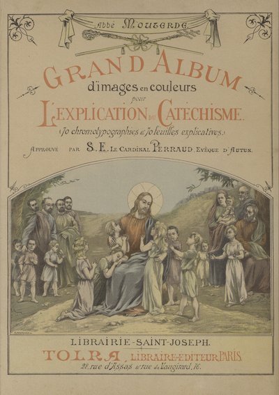 Página de título do Álbum de Imagens a Cores Grandes para a Explicação do Catecismo (color litho) de French School
