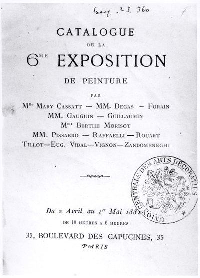 Página de rosto do catálogo da 6ª Exposição Impressionista, 1881 de French School