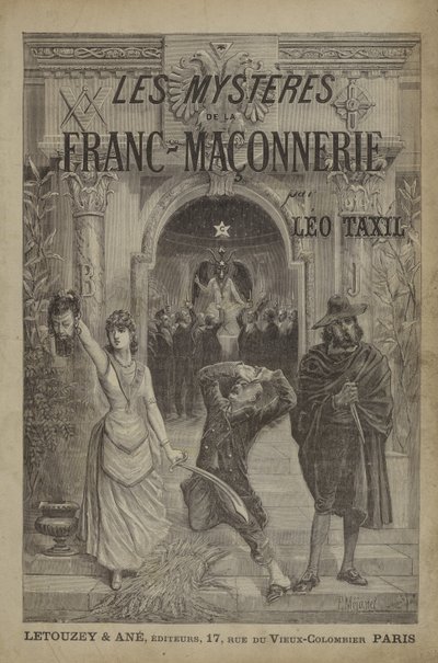 Ilustração da página de rosto de Les Mysteres de la Franc-Maçonnerie Devoiles (gravura) de French School