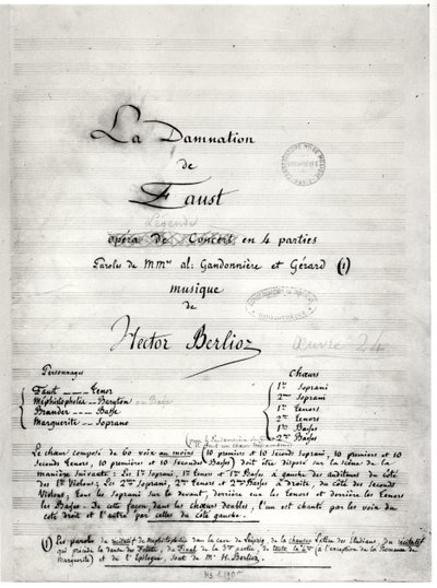Página de título de &39;La Damnation de Faust&39; por Hector Berlioz (1803-69) 1846 de French School