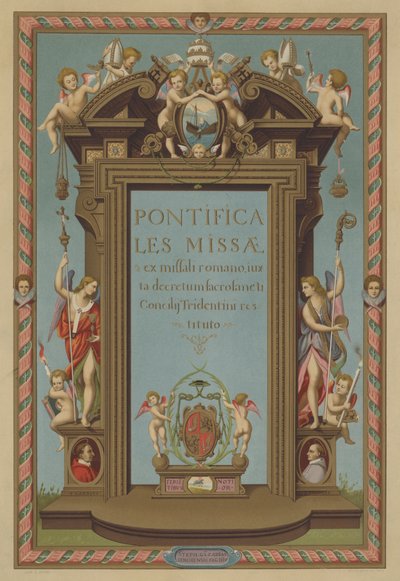 Página de rosto do Missal Pontifical (cromolitografia) de French School