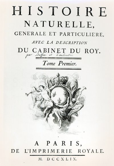 Título da História Natural, Geral e Particular de Buffon, Paris, 1749 de French School