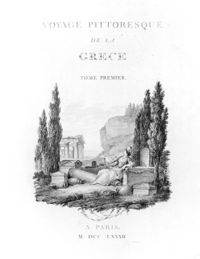 Titlepage para a viagem pitoresca da Grécia por Choiseul-Gouffier, publicado em 1782 de French School