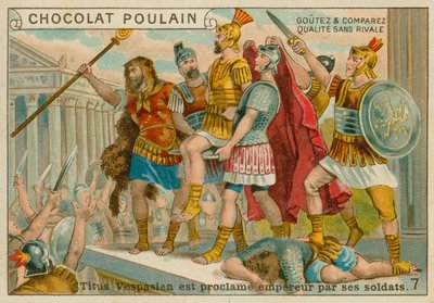 Titus sendo proclamado Imperador, Chocolat Poulain trade card de French School